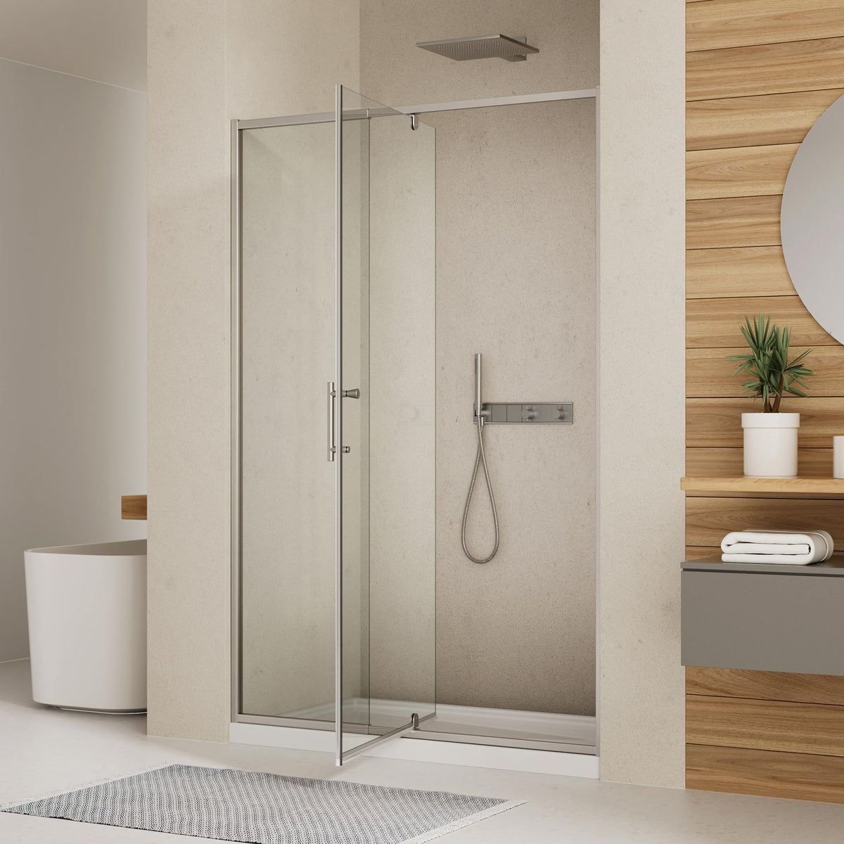 LANDOLT 38–42 in. W × 71 in. H Pivot Shower Door in Chrome — Model LD-SD-083