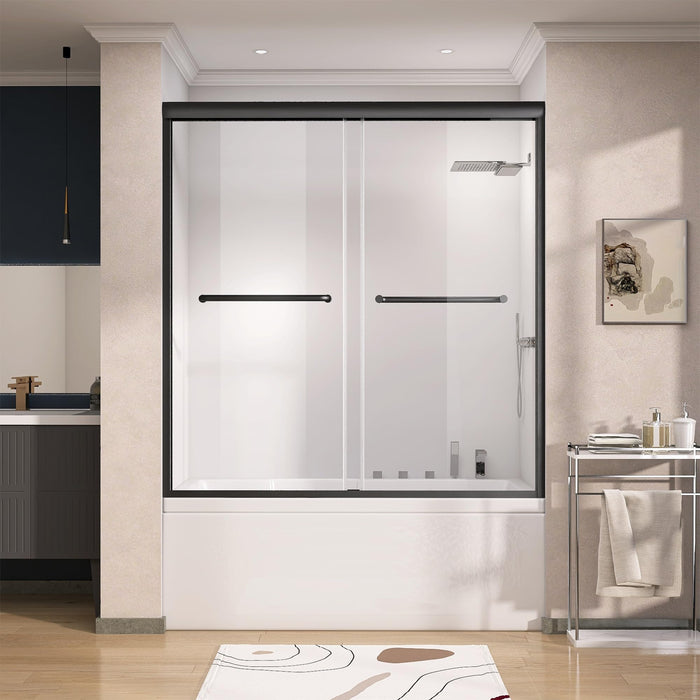 LANDOLT 56–60 in. W × 62 in. H Semi-Frameless Bathtub Door in Matte Black — Model LD-SD-084