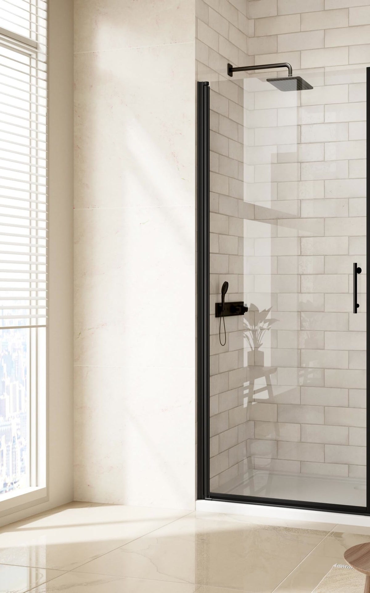 LANDOLT 25.4 in. W × 72 in. H Frameless Pivot Shower Door in Matte Black — Model LD-SD-068