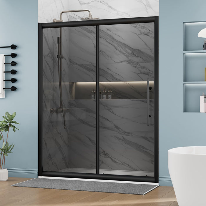 LANDOLT 60 in. W × 72 in. H Semi-Frameless Sliding Shower Door in Black — Model LD-SD-077