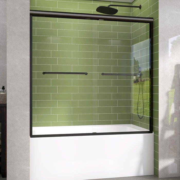 LANDOLT 56–60 in. W × 58 in. H Semi-Frameless Bathtub Door in Matte Black — Model LD-SD-085