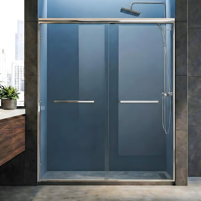 LANDOLT 50–54 in. W × 72 in. H Semi-Frameless Double Sliding Shower Door in Chrome — Model LD-SD-023