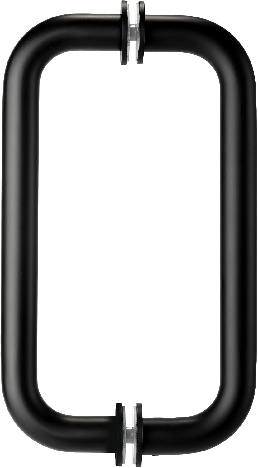 Matte black round-tube back-to-back shower door pull handle
