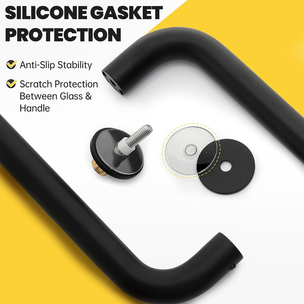Matte black round-tube back-to-back shower door pull handle - detail 4