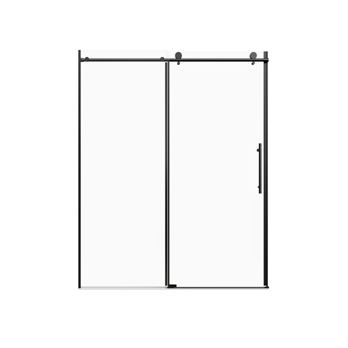 LANDOLT 55–60 in. W × 76 in. H Frameless Sliding Shower Door in Matte Black — Model LD-SD-027