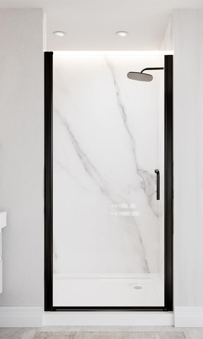 LANDOLT 36–38 in. W × 72 in. H Frameless Pivot Shower Door in Matte Black — Model LD-SD-066