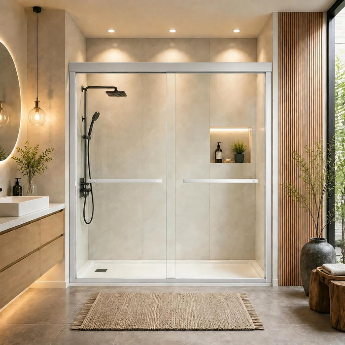 LANDOLT 56–60 in. W × 72 in. H Double Sliding Shower Door in Chrome — Model LD-SD-072