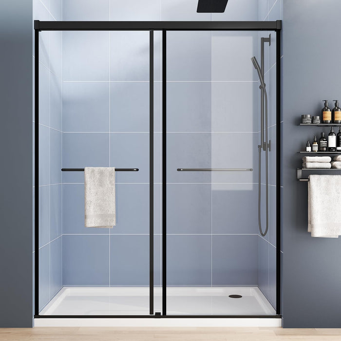 LANDOLT 60 in. W × 72 in. H Semi-Frameless Sliding Shower Door in Black — Model LD-SD-082