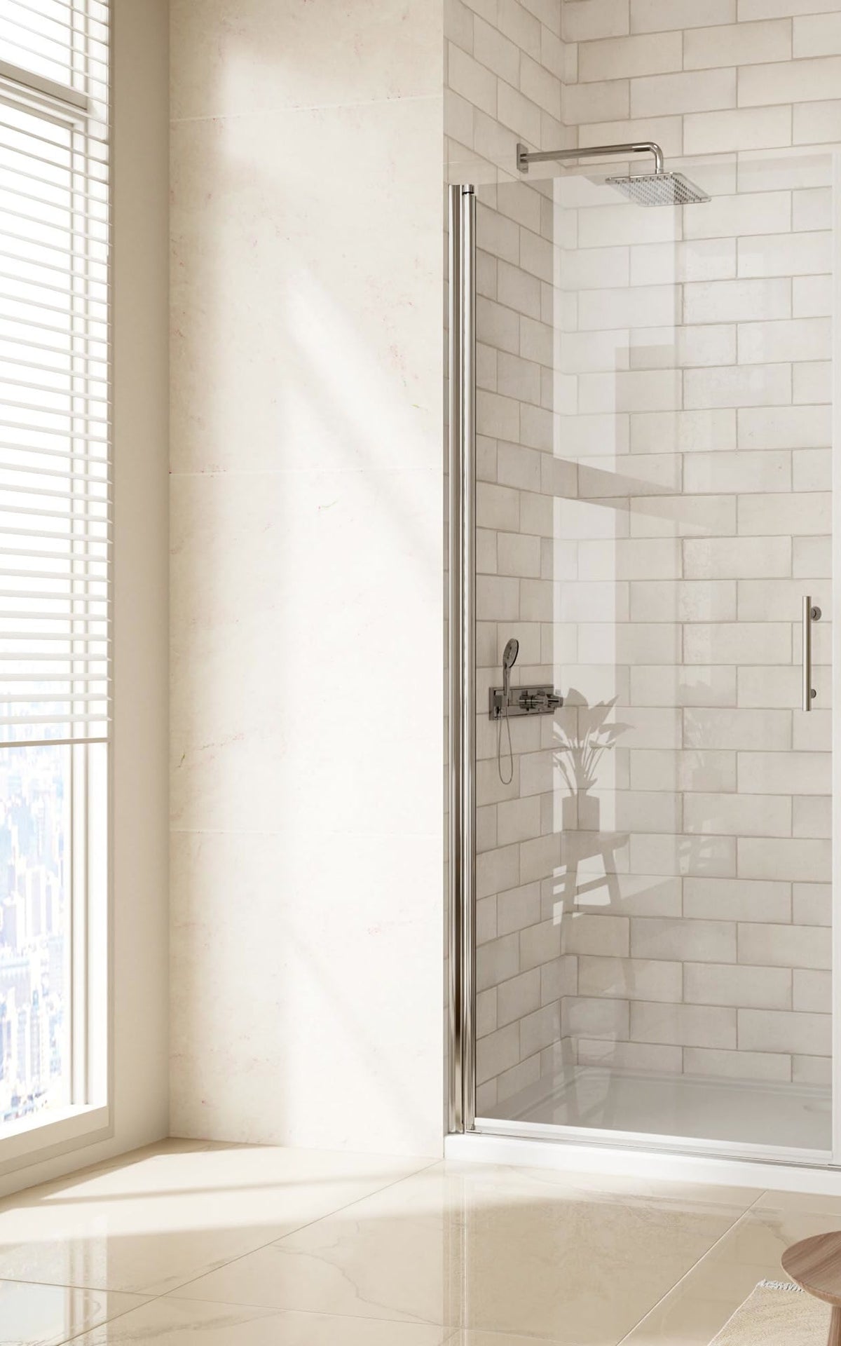 LANDOLT 25.4 in. W × 72 in. H Frameless Pivot Shower Door in Chrome — Model LD-SD-060