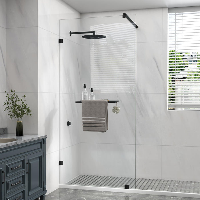 LANDOLT 36 in. W × 76 in. H Frameless Fixed Shower Panel in Matte Black — Model LD-SD-095