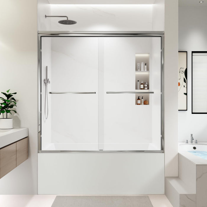 LANDOLT 56–60 in. W × 58 in. H Semi-Frameless Bathtub Door in Chrome — Model LD-SD-088
