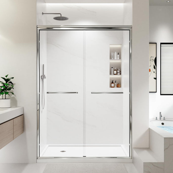 LANDOLT 50–54 in. W × 76 in. H Semi-Frameless Double Sliding Shower Door in Chrome — Model LD-SD-017