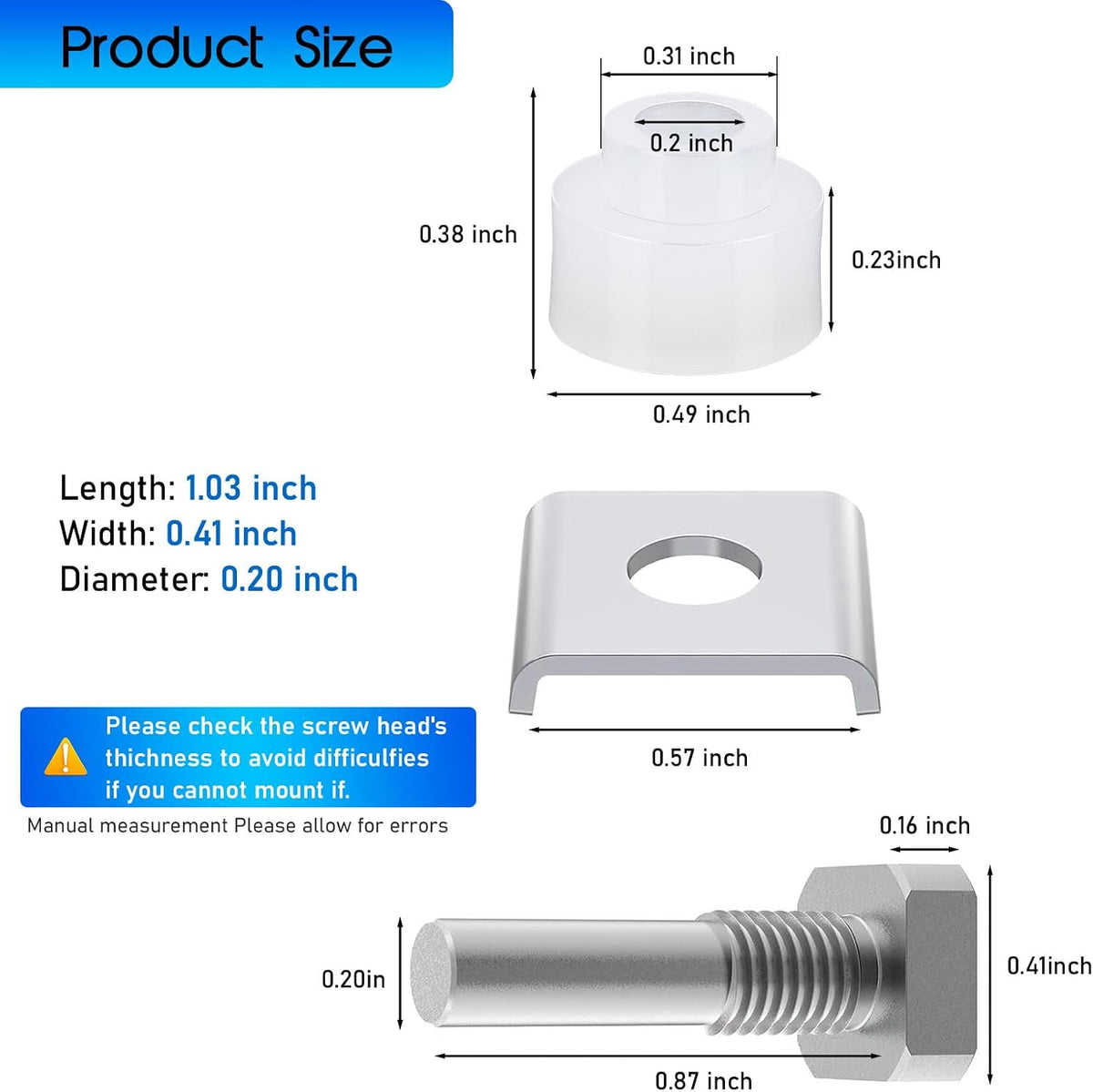 Shower door pivot repair components with pins and bushings - detail 2