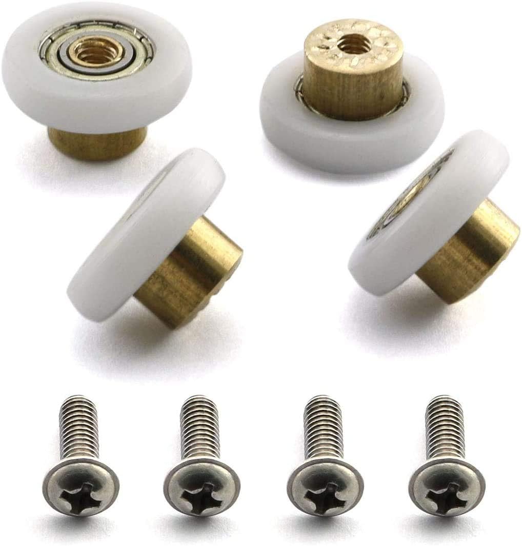 Four replacement shower door roller wheels with screws, 19 mm diameter - detail 4
