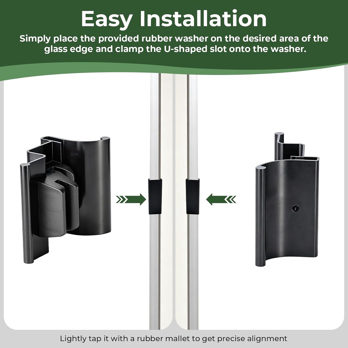 Black RV Tri-Slide shower door handle assembly with fixing hardware - detail 3