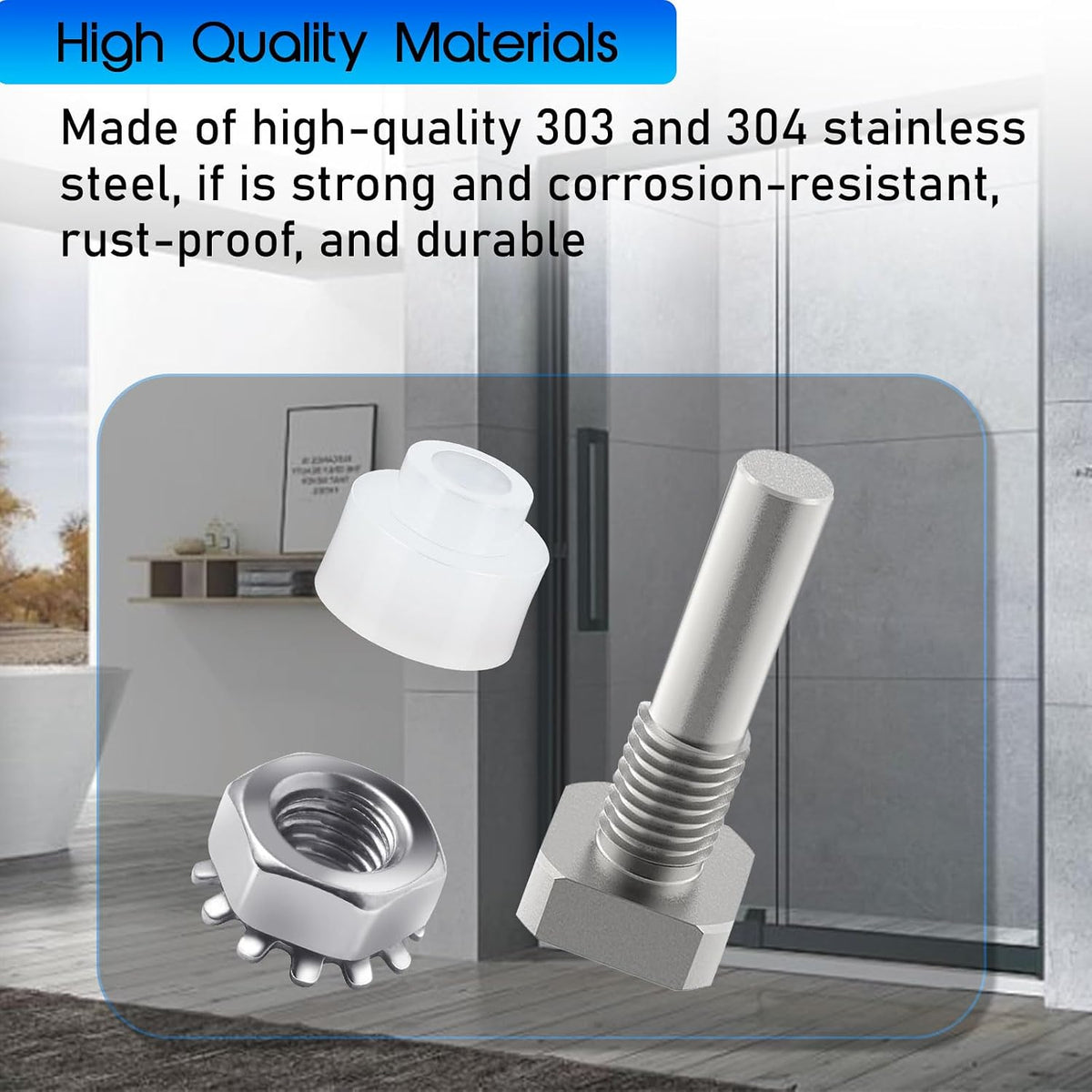 Shower door pivot repair components with pins and bushings - detail 6