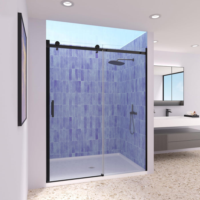 LANDOLT 50–54 in. W × 74 in. H Frameless Sliding Shower Door in Matte Black — Model LD-SD-054