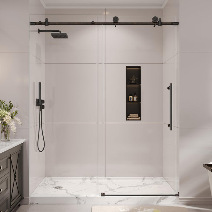 LANDOLT 49–54 in. W × 76 in. H Frameless Sliding Shower Door in Oil-Rubbed Bronze — Model LD-SD-056