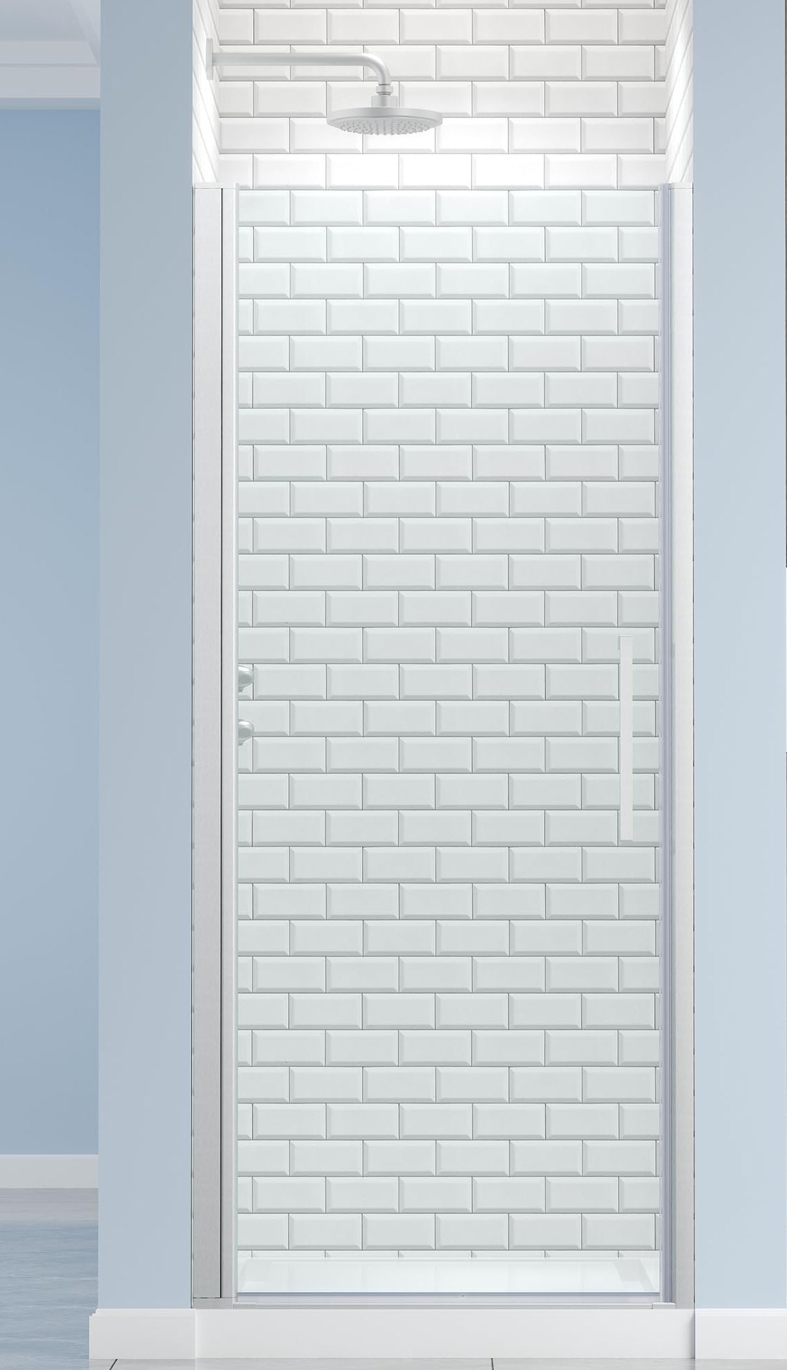 LANDOLT 30–32 in. W × 72 in. H Frameless Pivot Shower Door in Brushed Nickel — Model LD-SD-067