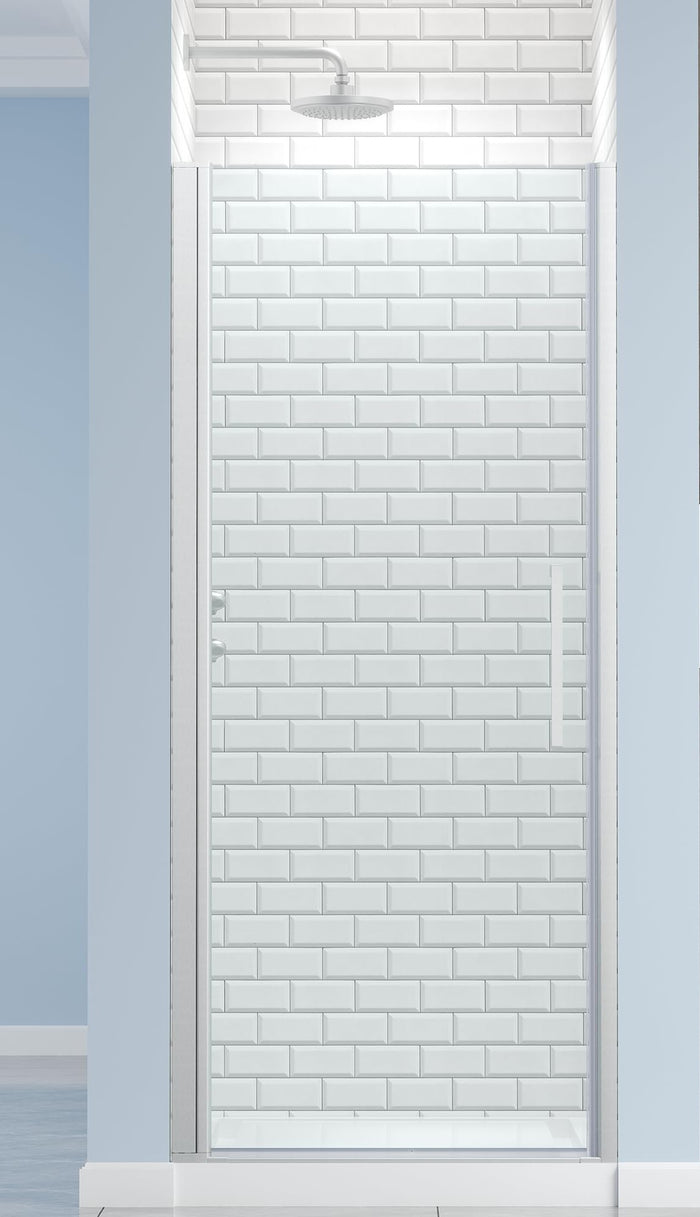 LANDOLT 30–32 in. W × 72 in. H Frameless Pivot Shower Door in Brushed Nickel — Model LD-SD-067