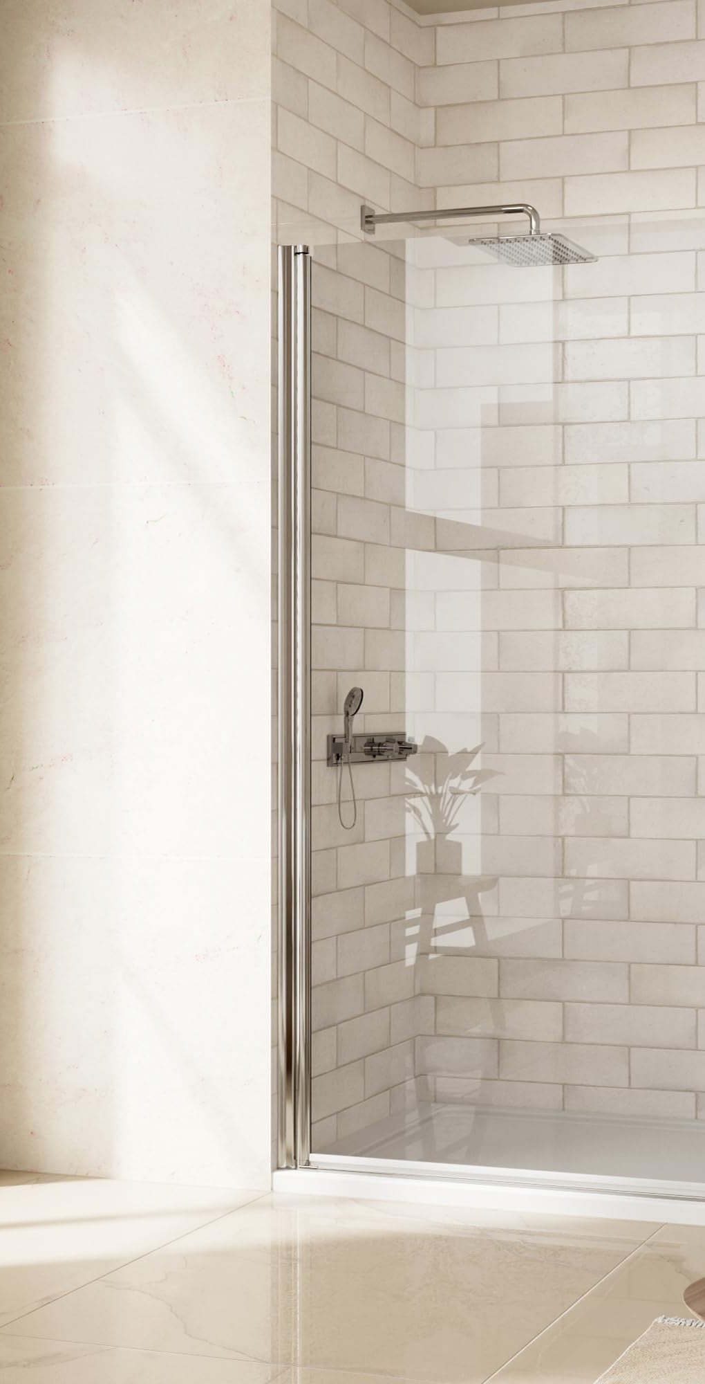 LANDOLT 35.4 in. W × 72 in. H Frameless Pivot Shower Door in Chrome — Model LD-SD-070