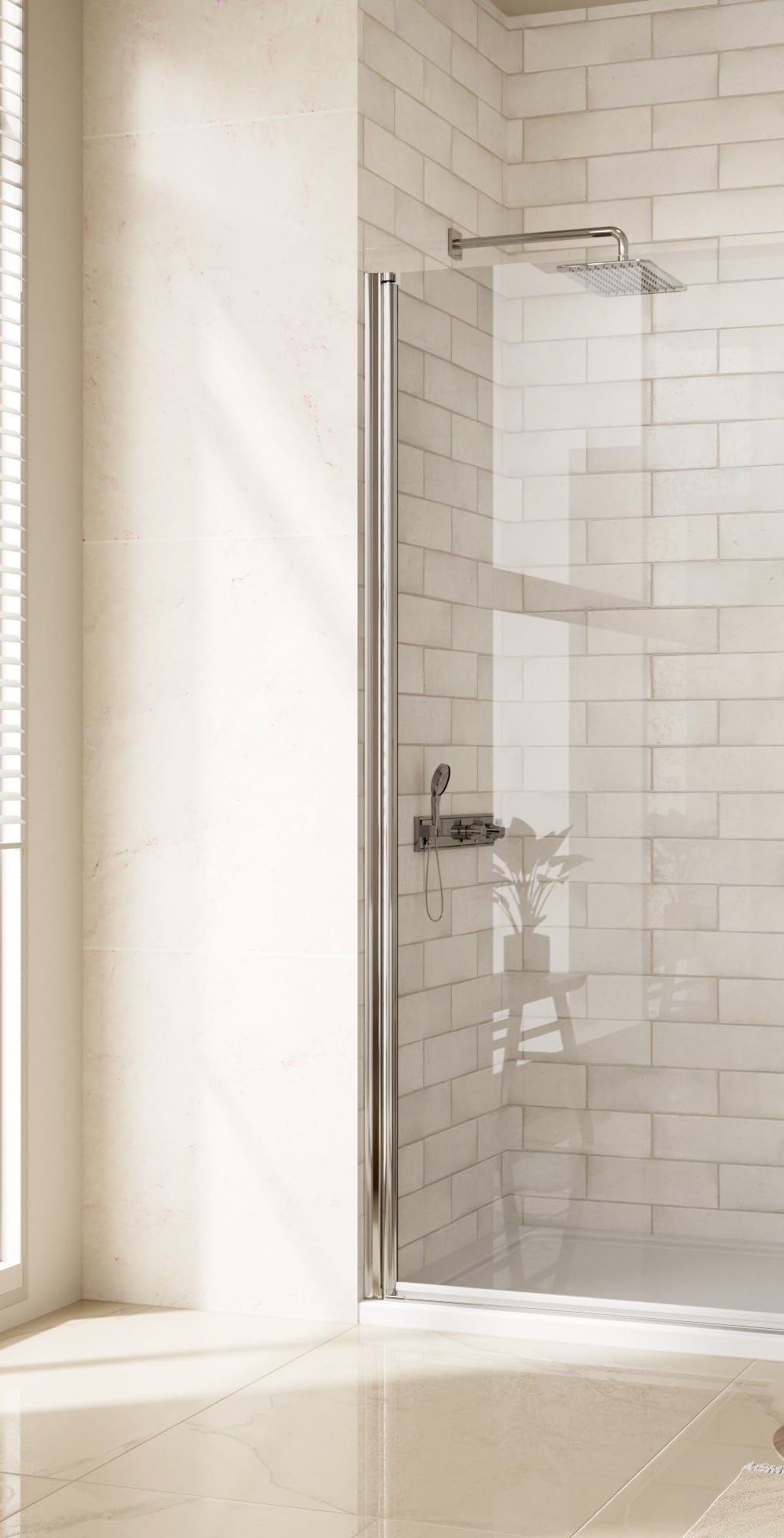LANDOLT 31.4 in. W × 72 in. H Frameless Pivot Shower Door in Chrome — Model LD-SD-071