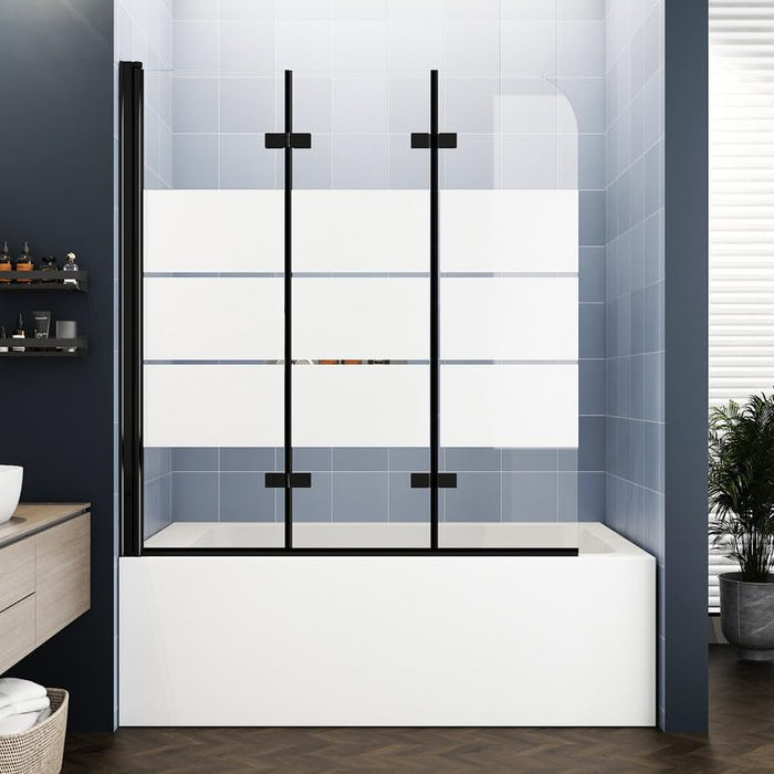 LANDOLT 48 in. W × 55 in. H Semi-Frameless Bathtub Door in Matte Black — Model LD-SD-098