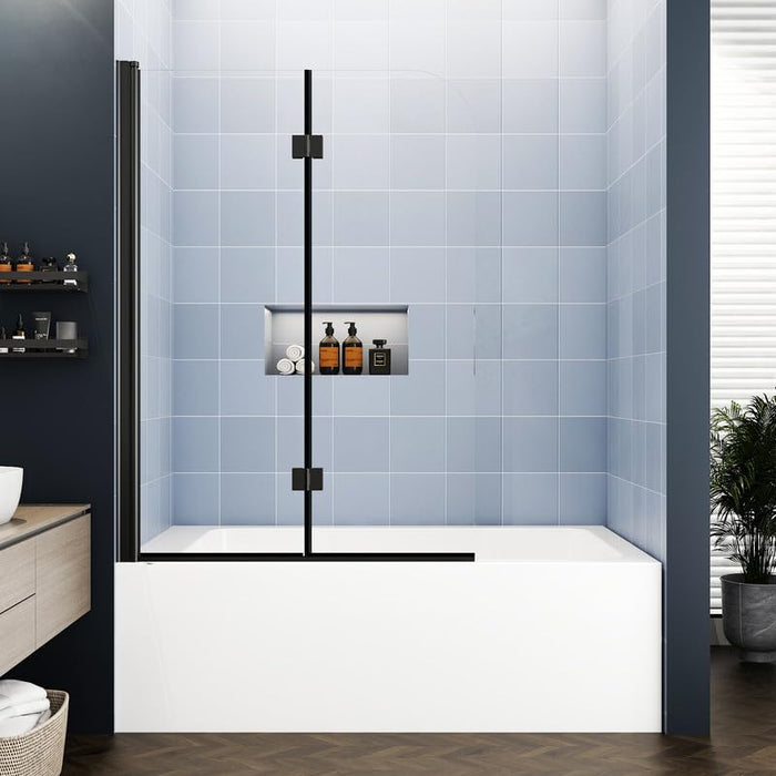 LANDOLT 42 in. W × 55 in. H Semi-Frameless Bathtub Door in Matte Black — Model LD-SD-099